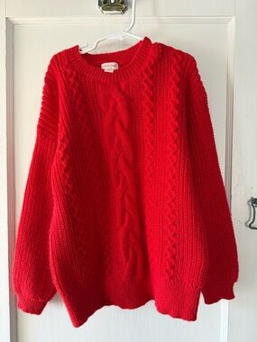 Cat & Jack Red Cable Knit Crewneck Sweater